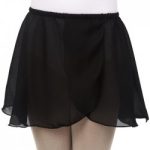 Girls Black Georgette Mock Wrap Skirt