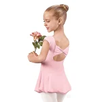 Girls Microfiber Bow Back Cap Sleeve Dance Dress